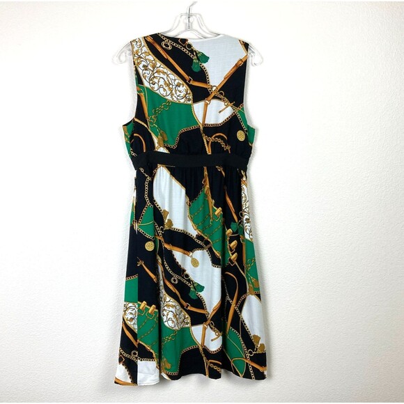 Gilli Women's Midi Dress Button Up Size M Chain Print Lined Luxury Designer - Picture 8 of 11